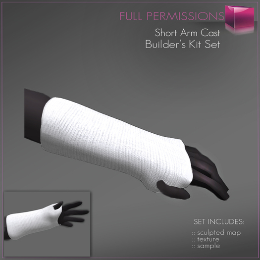 Second Life Marketplace Full Perm Short Arm Cast Builder's Kit Set